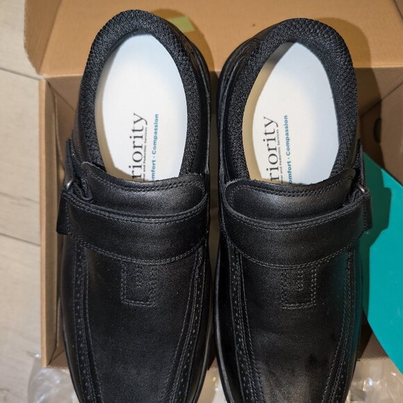 New Boxed Orthofeet Mens Hook Loop Black X-Wide Cushion Shoes Sz 9.5 - W/extras - Picture 3 of 5